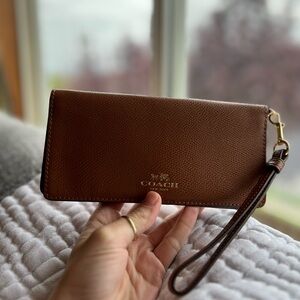 Coach Brown Rainbow Wristlet Wallet